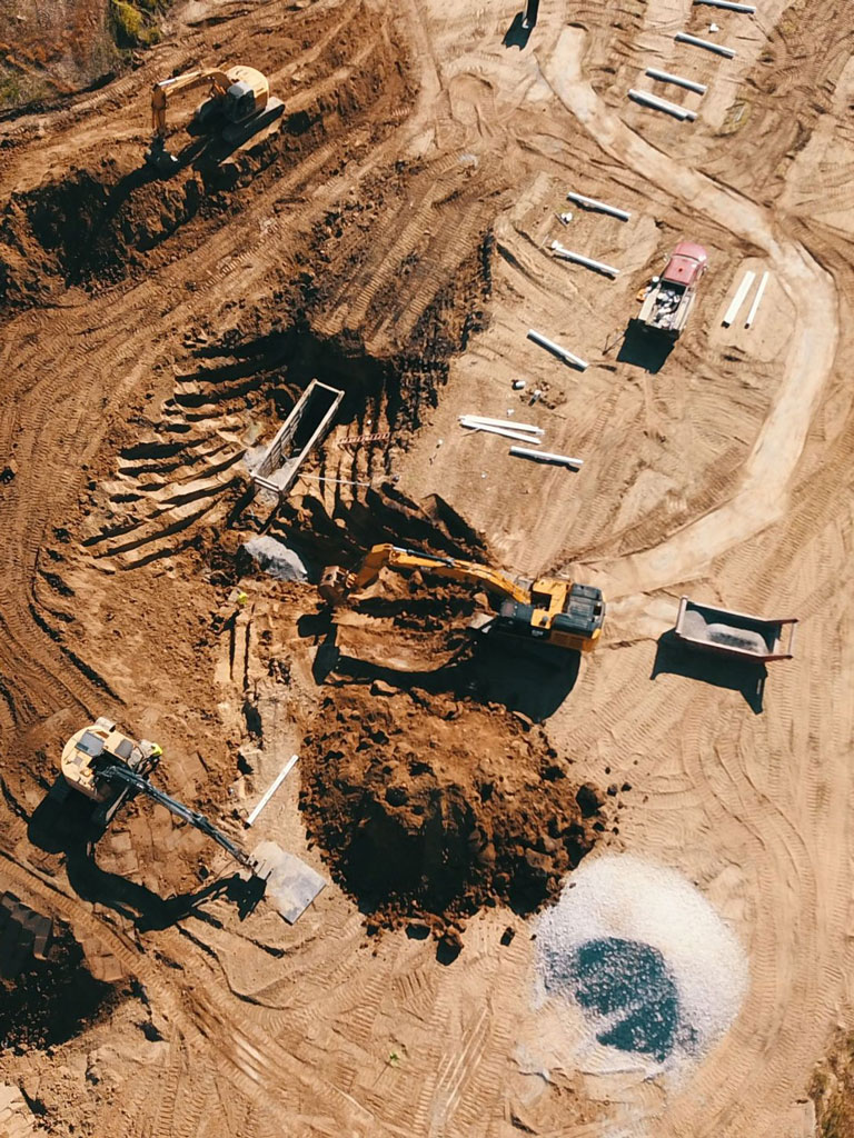 Aerial view of land reclamation work