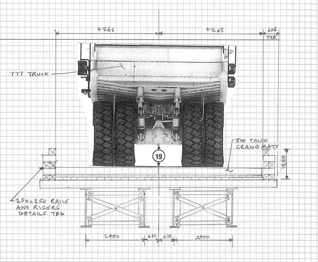 concept sketch of a heavy load bridge ideal for mining and oil and gas industry.