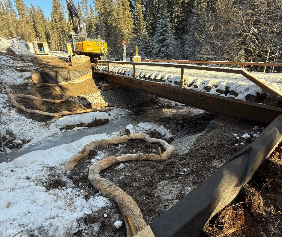 Bridge construction over sensitive stream in BC